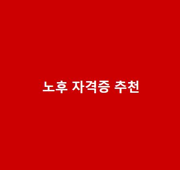 노후 자격증 추천(노후 대비, 노후 보장, 노후 유망, 노후 준비, 노후 대책 자격증)