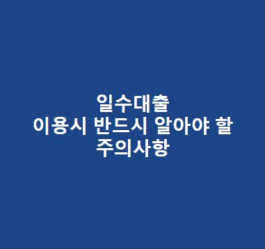 일수대출 이용시 반드시 알아야 할 주의사항(개인, 당일, 사업자 대출 받고자 한다면 필독)