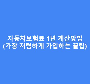 자동차보험료 1년 계산방법, 가격, 가장 저렴하게 가입하는 방법